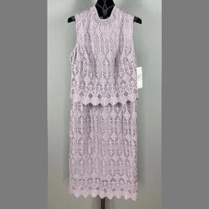 NEW Sharagano Dress Womens 10 purple floral lace sheath pencil preppy